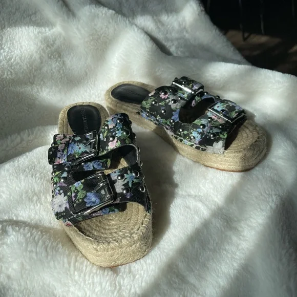 Rebecca Minkoff Women’s Jodi Slide Sandals,Black Flower - Picture 8 of 15